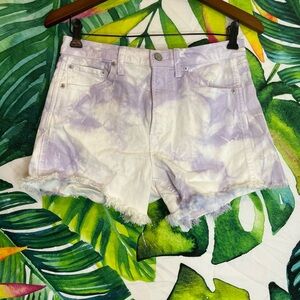 Gap 27/28 White Purple Concert Festival Beach Cut Off Spring Summer Denim Shorts